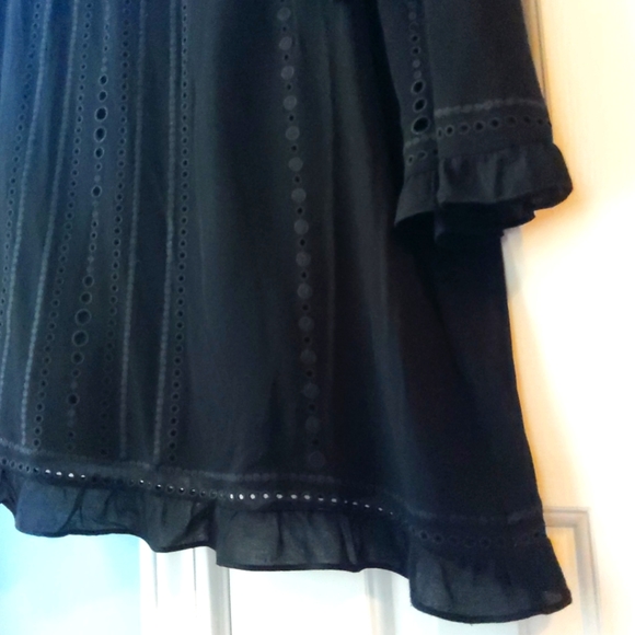 IRO💥New💥Black Long-sleeve Dress with Eyelet Detail - Picture 8 of 12